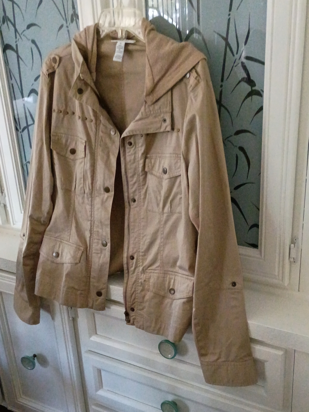 Style & Co. Hooded Utility Jacket - Beige